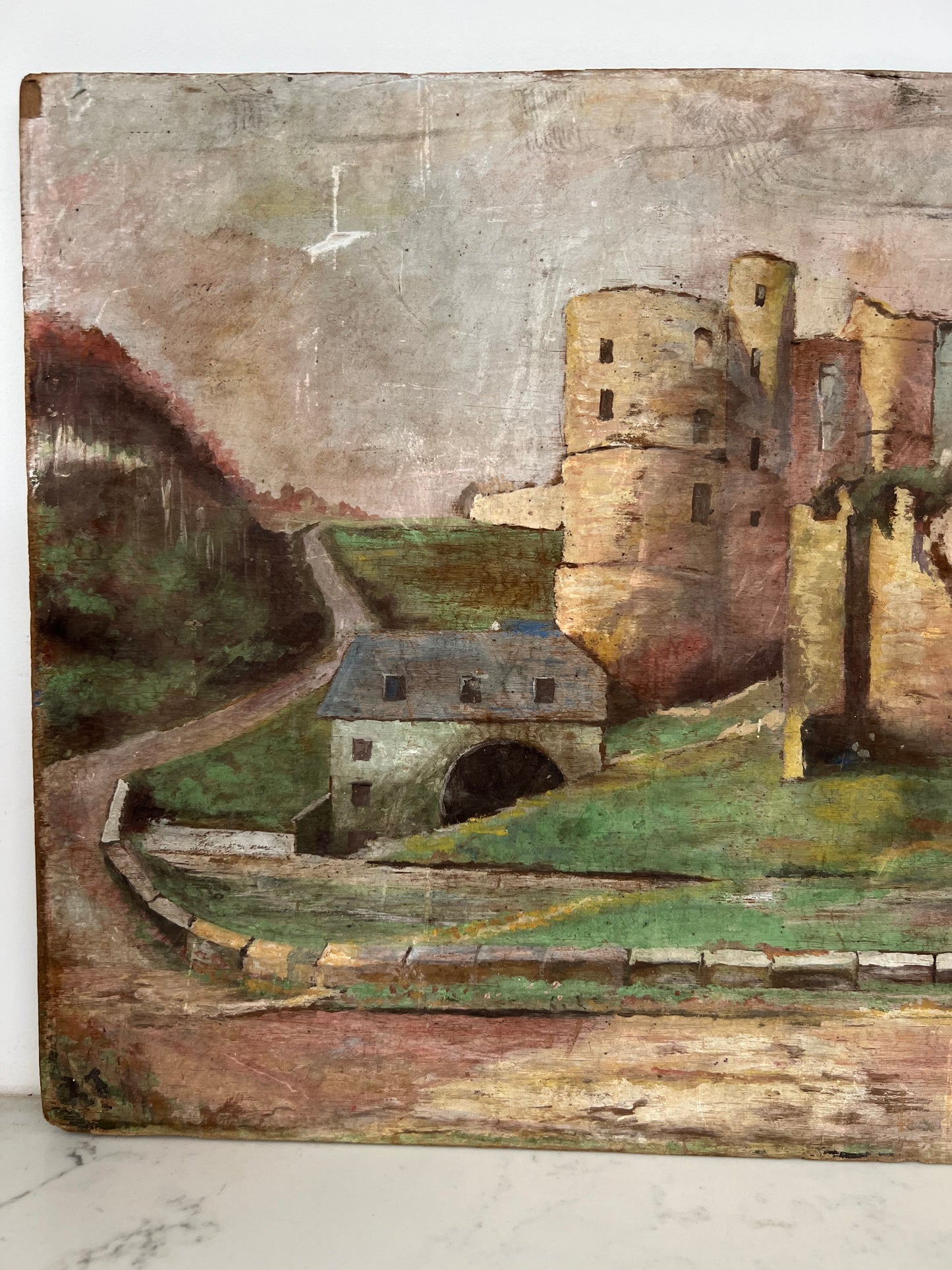 Vintage French Castle Landscape On Board