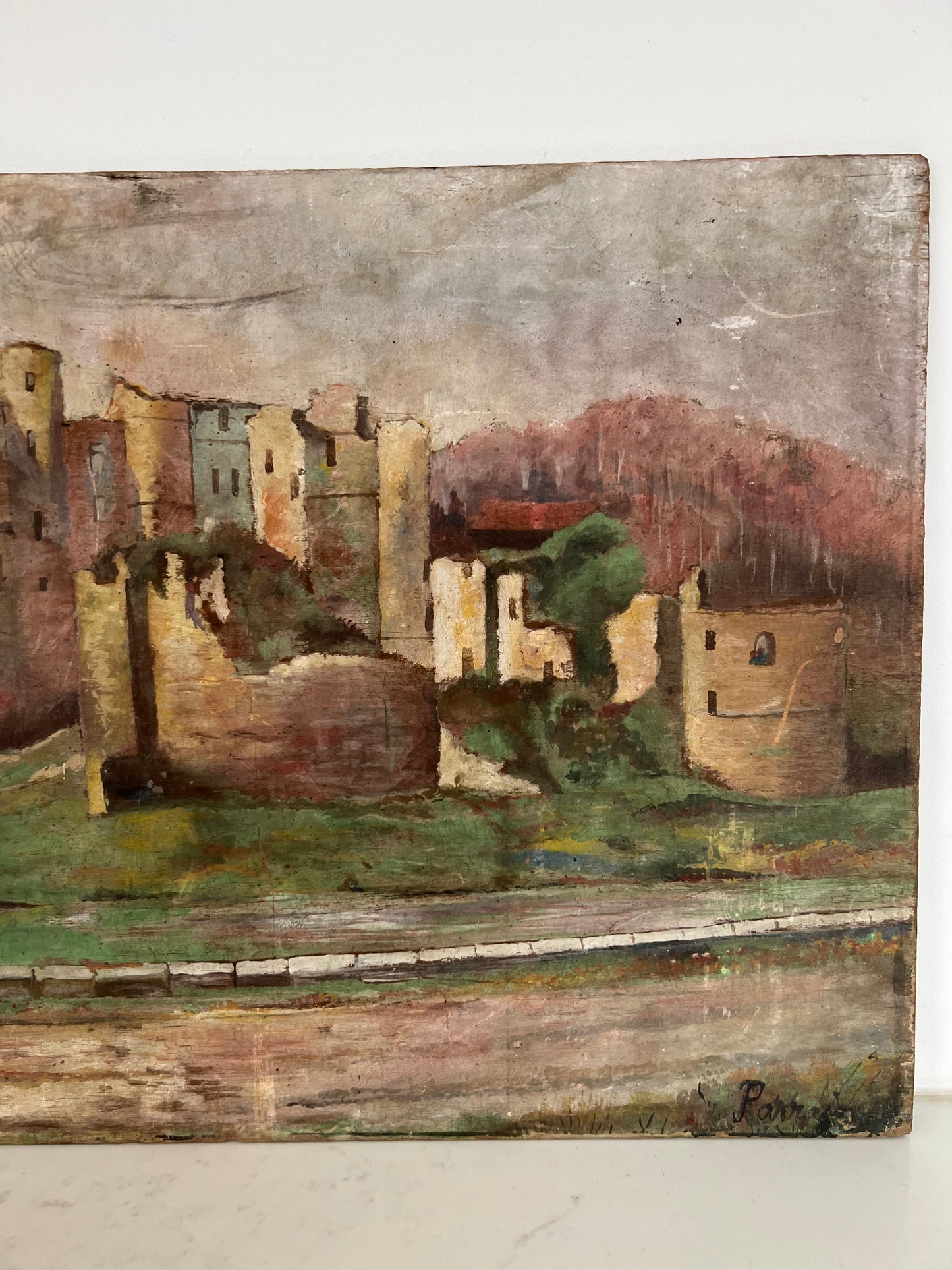 Vintage French Castle Landscape On Board