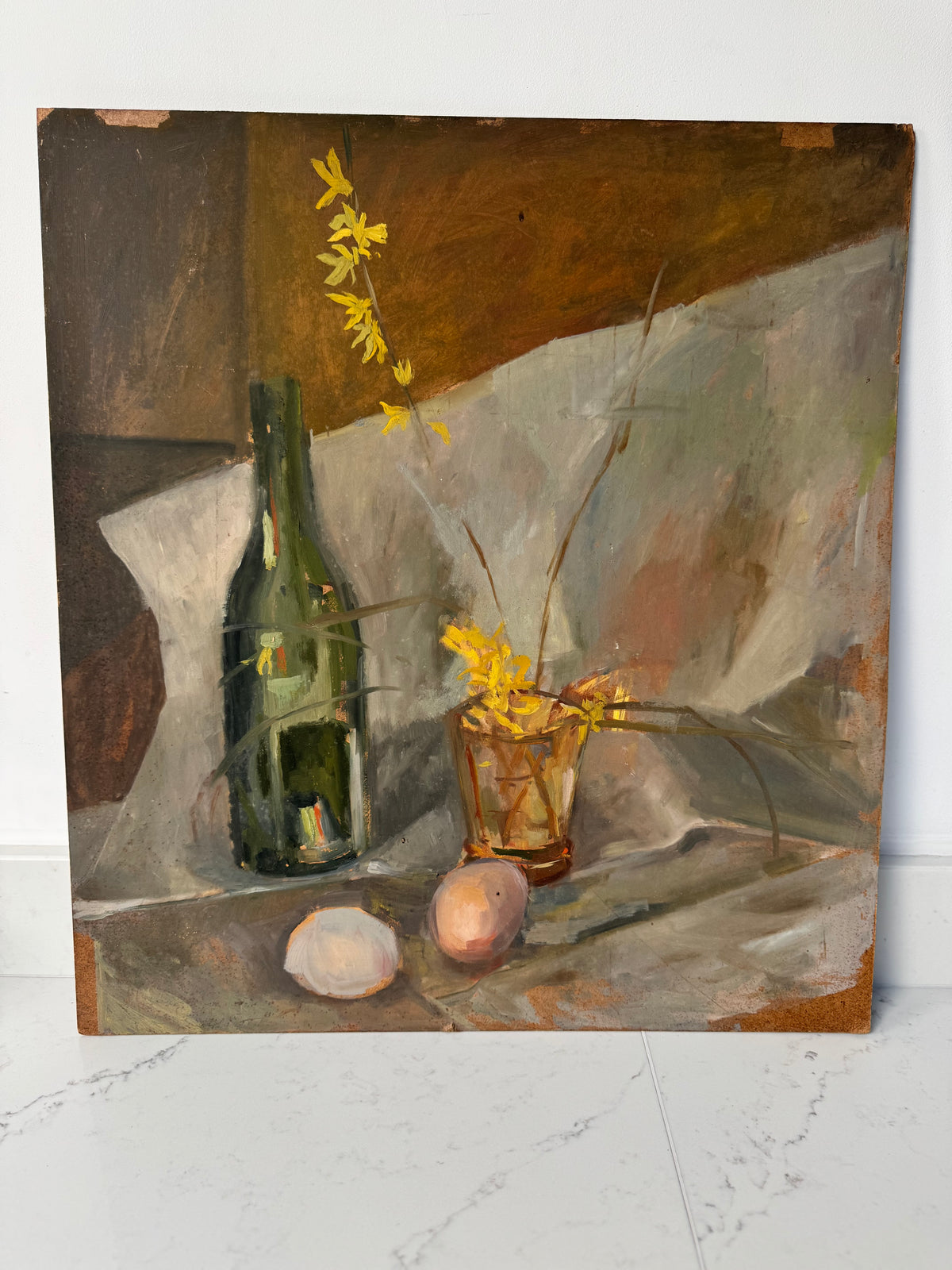 Large Mid Century Still Life 'Eggs" on Board
