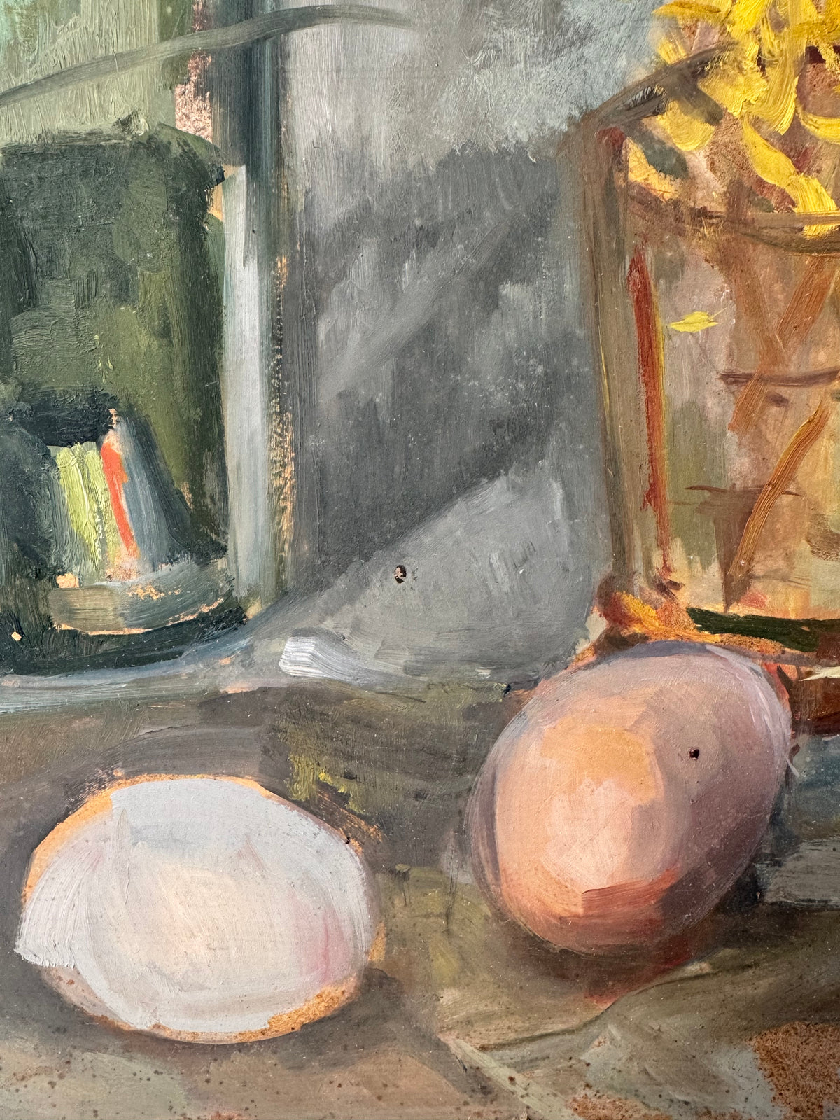 Large Mid Century Still Life 'Eggs" on Board