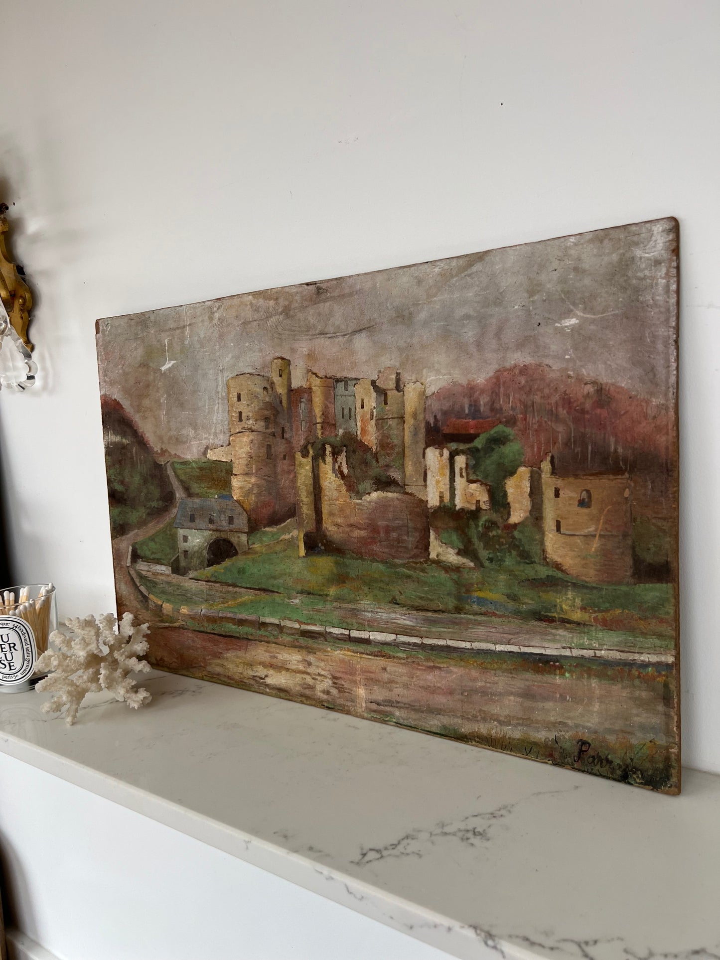 Vintage French Castle Landscape On Board