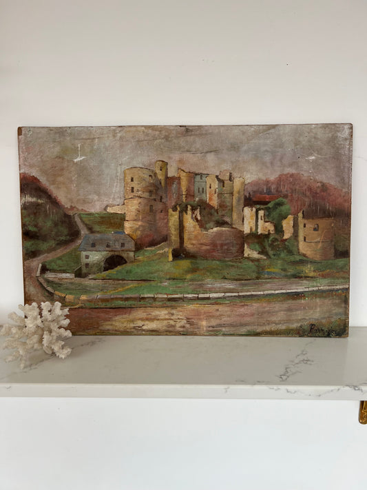 Vintage French Castle Landscape On Board