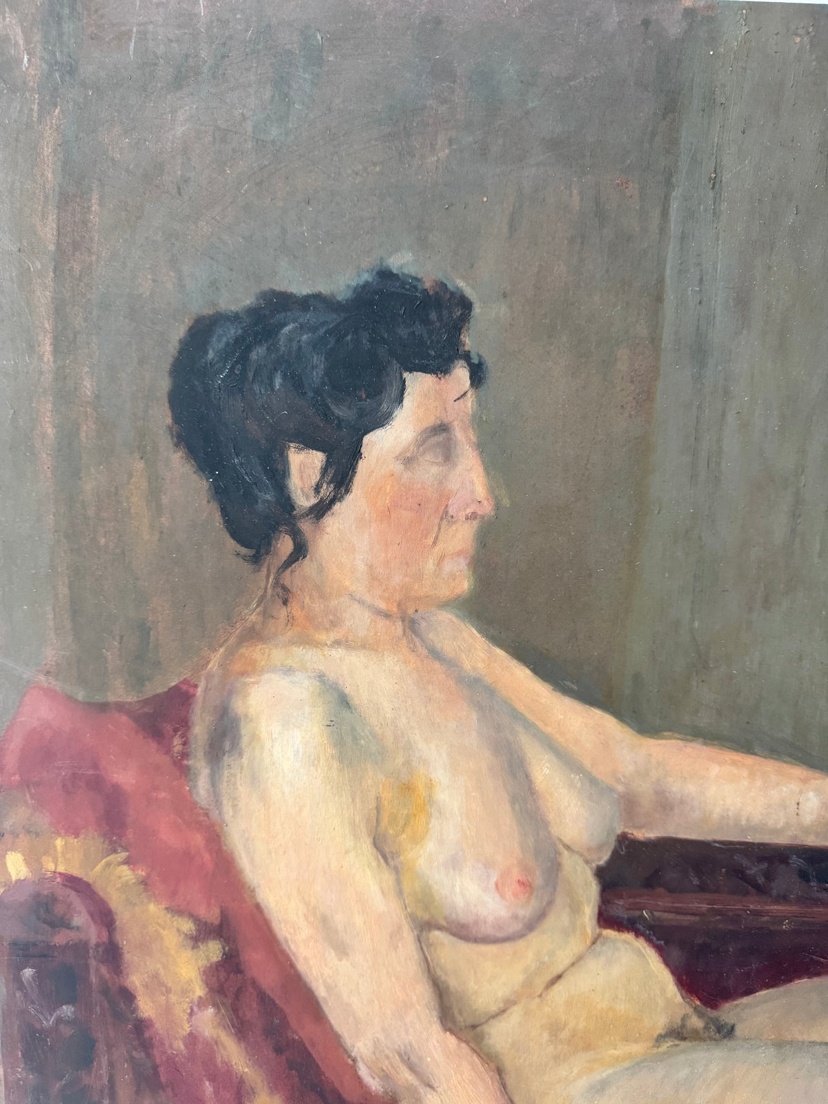 Classic Large Mid Century Nude on Board