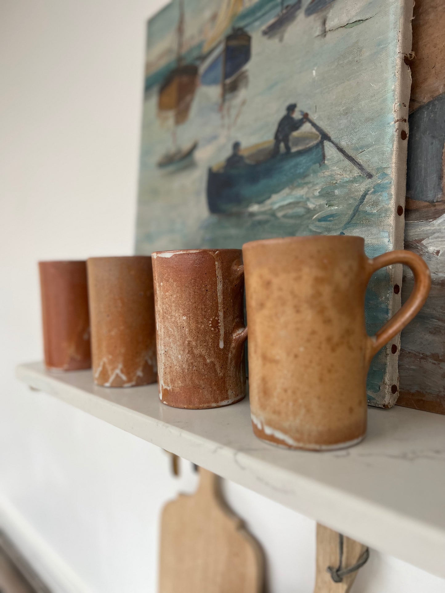 Set Of 4 Vintage French Stoneware Mugs