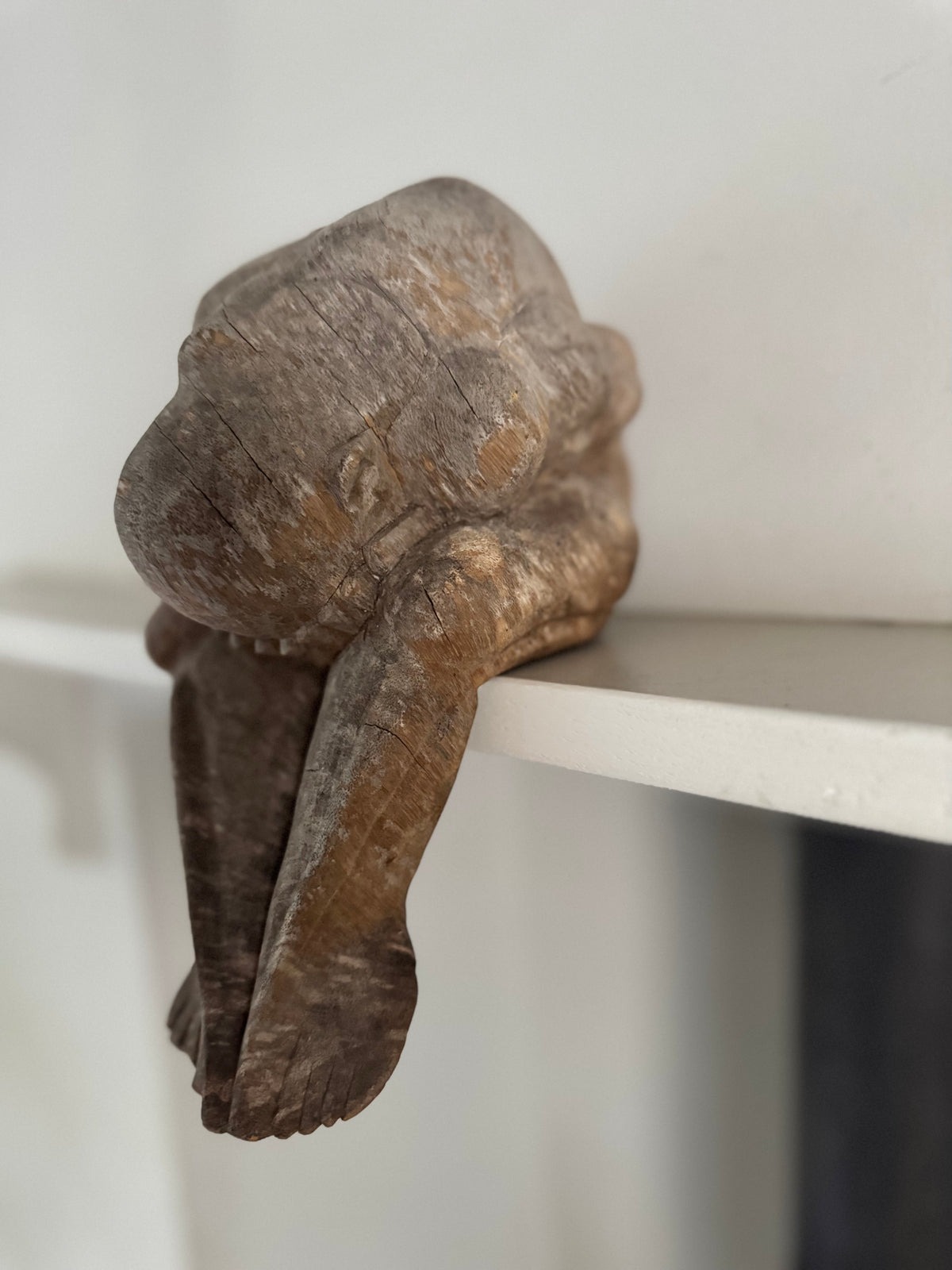 Vintage Wooden Carved Weeping Buddha