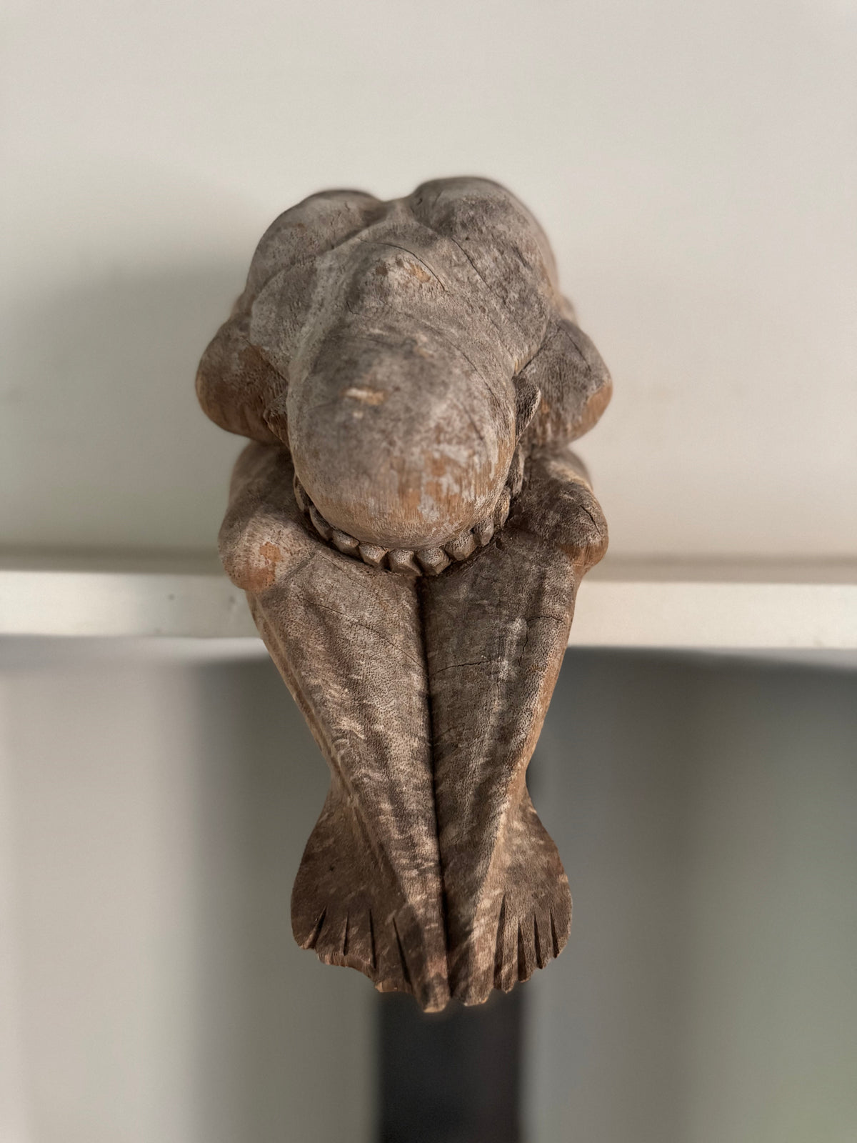 Vintage Wooden Carved Weeping Buddha
