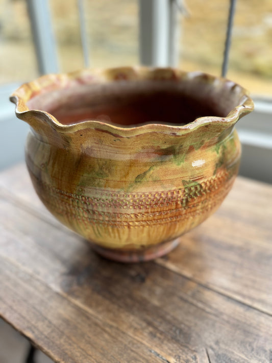 Vintage French Glazed Terracotta Plant Pot