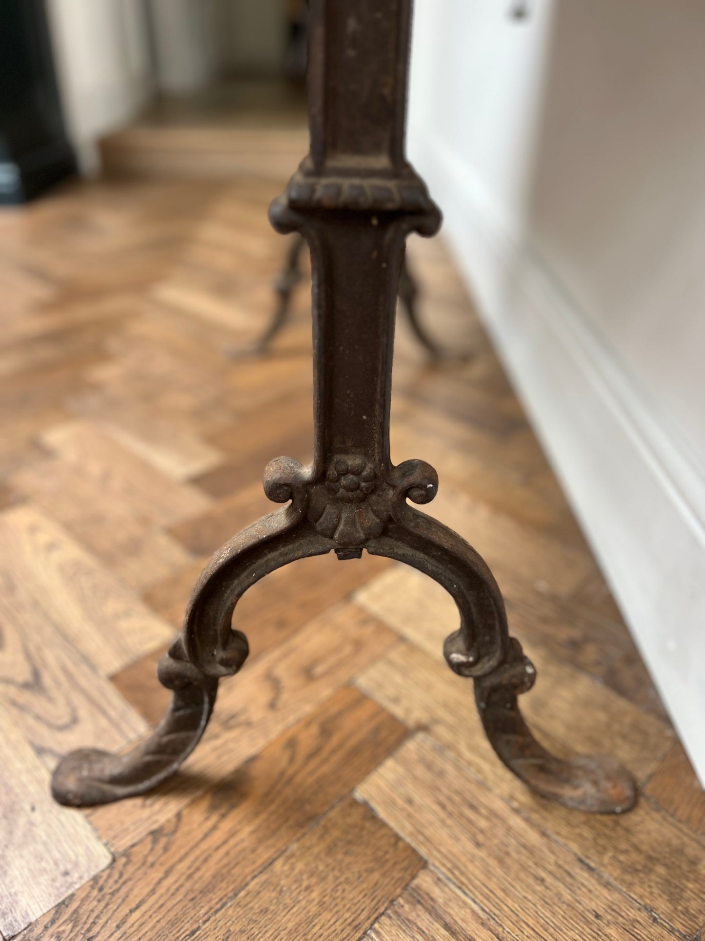 Antique French Wood & Cast Iron Bistro Table