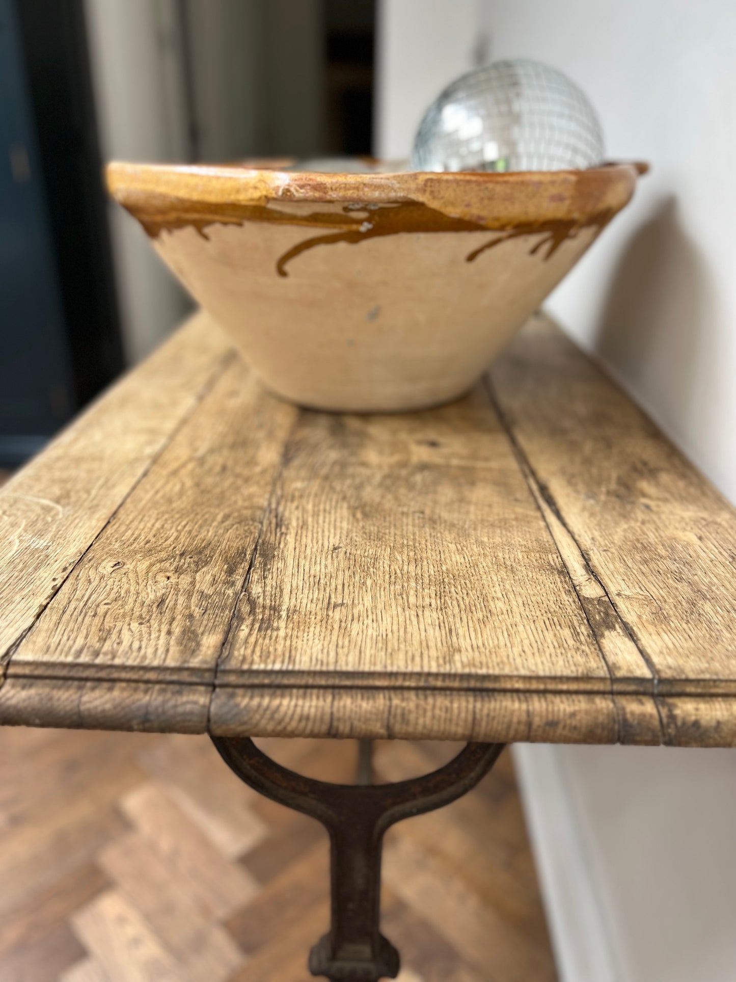 Antique French Wood & Cast Iron Bistro Table