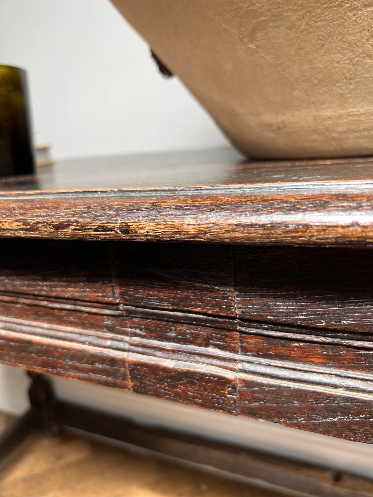 Antique Oak Bobbin Leg Console Table