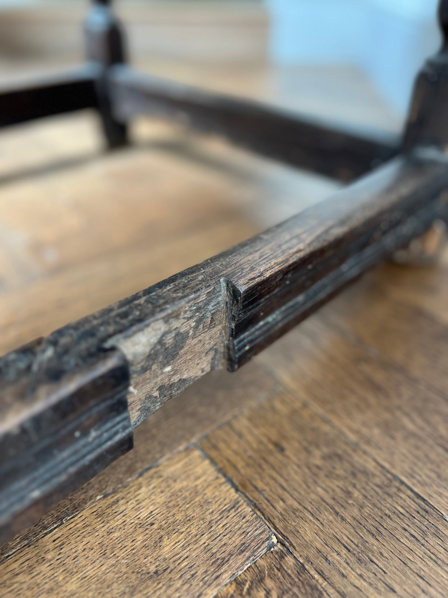 Antique Oak Bobbin Leg Console Table