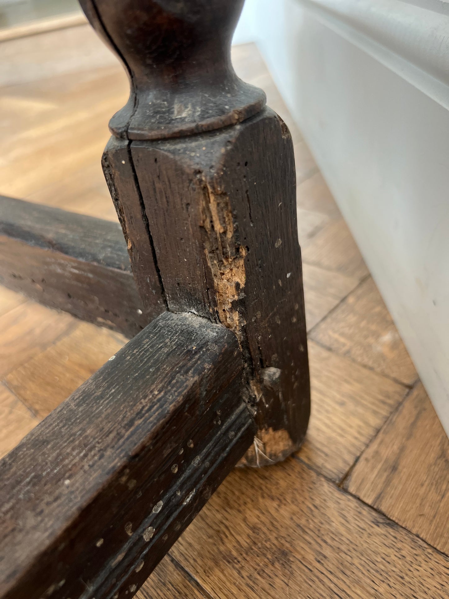 Antique Oak Bobbin Leg Console Table