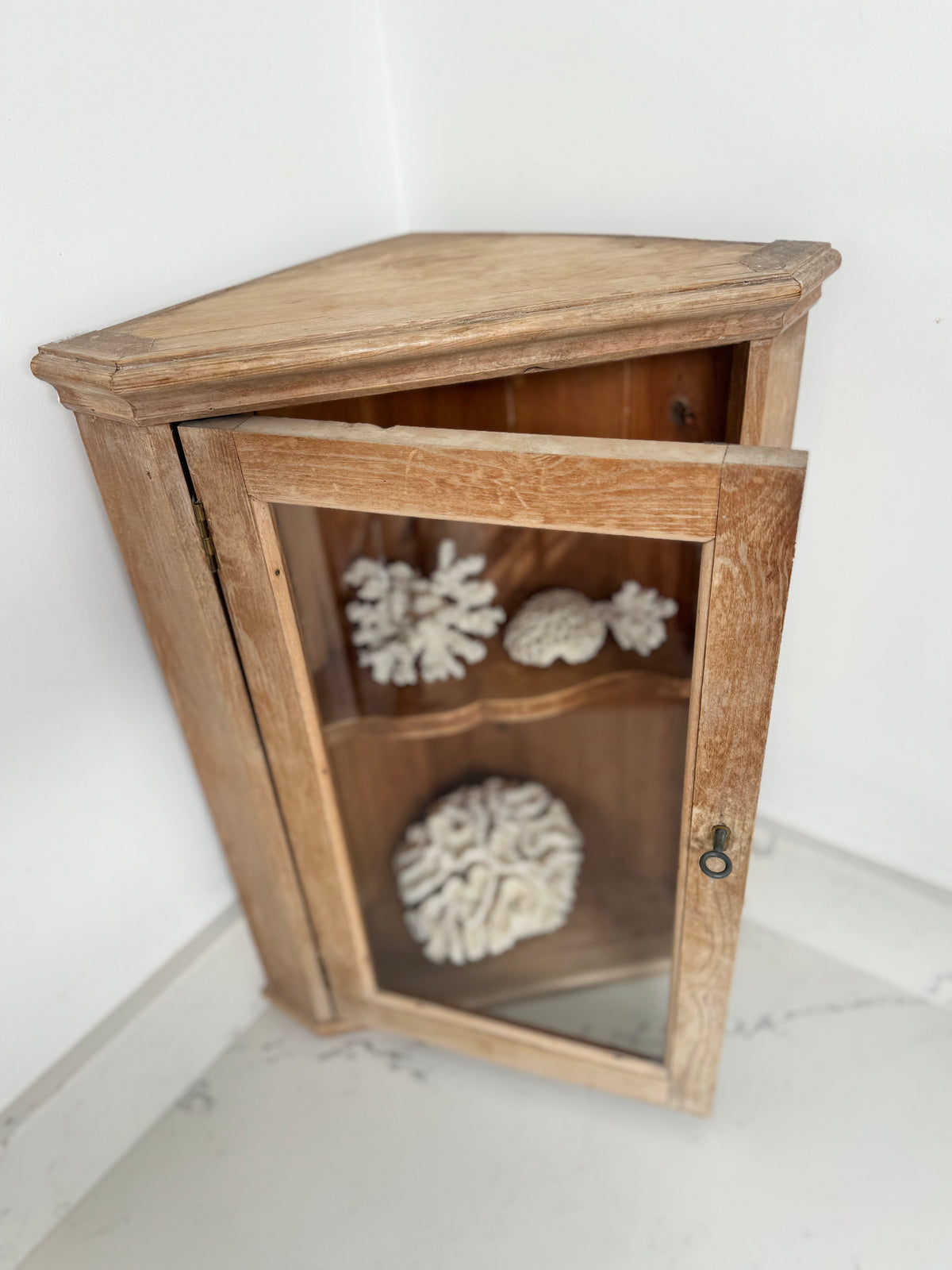 Small Antique Pine Corner Cupboard