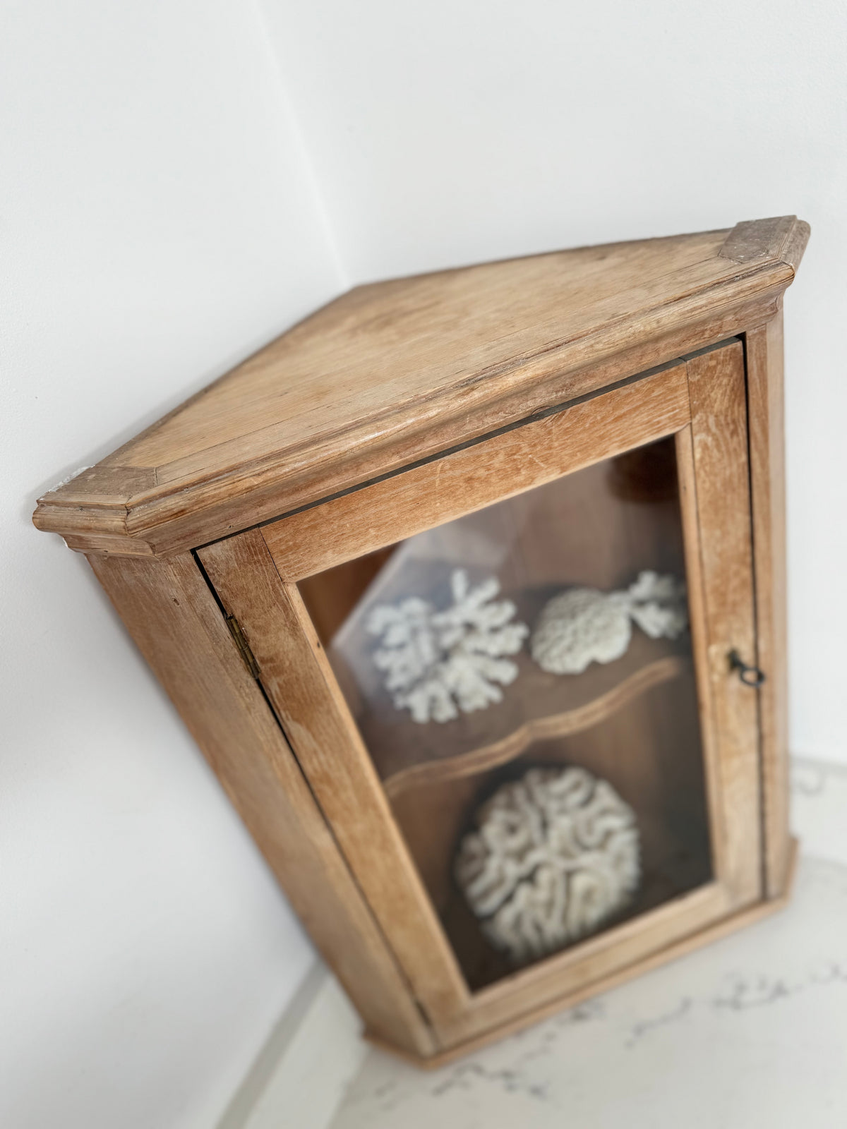 Small Antique Pine Corner Cupboard