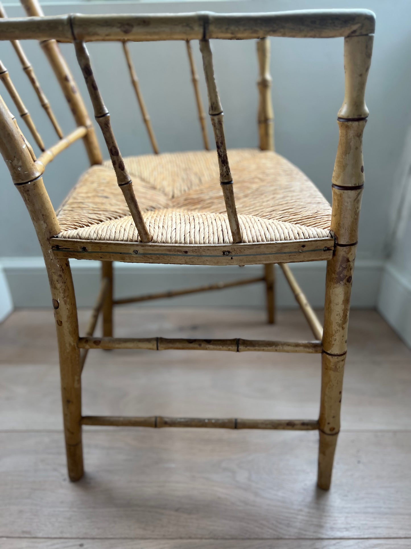 Regency Faux Bamboo Armchair With original Paint