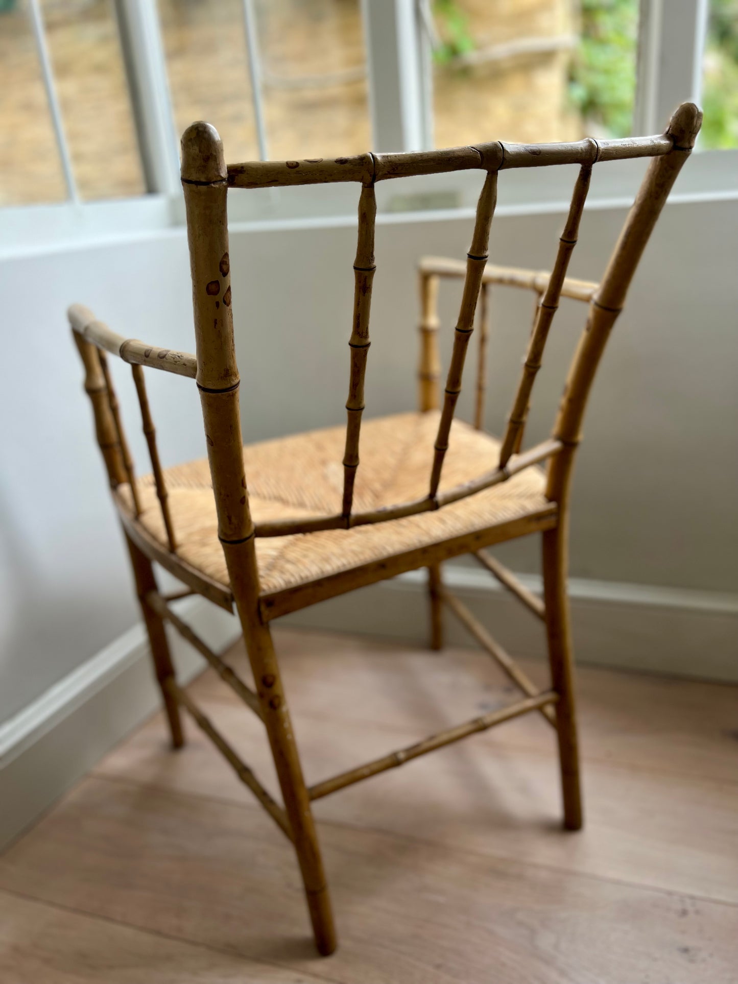 Regency Faux Bamboo Armchair With original Paint