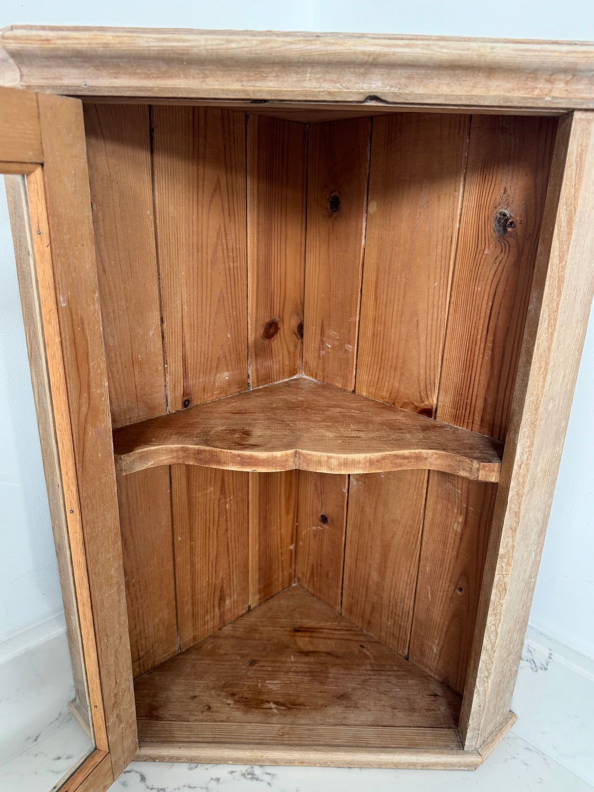 Small Antique Pine Corner Cupboard