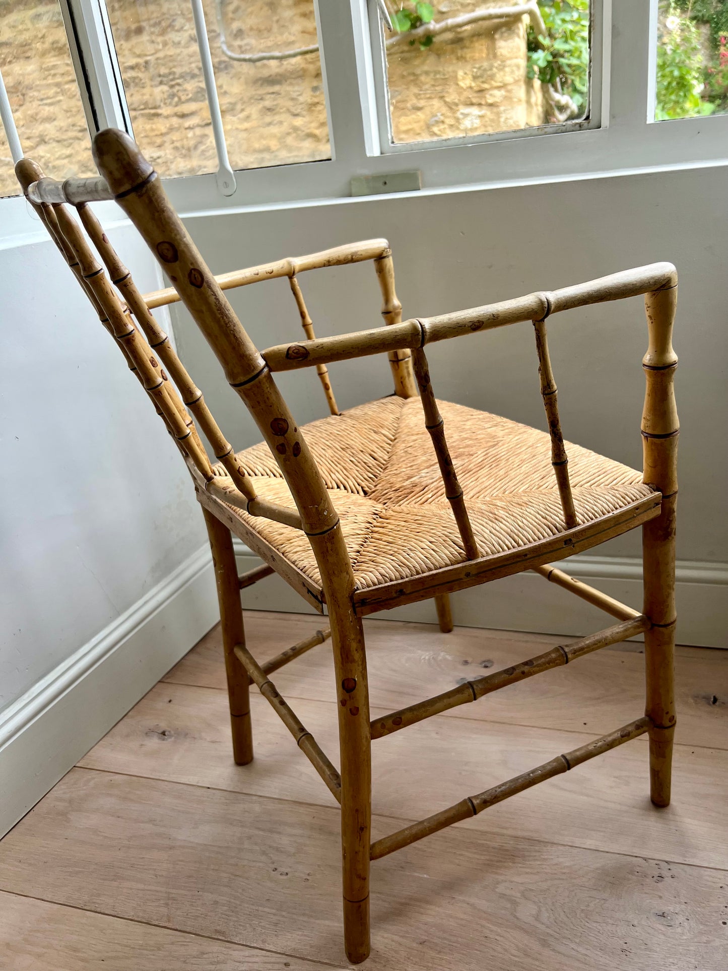 Regency Faux Bamboo Armchair With original Paint