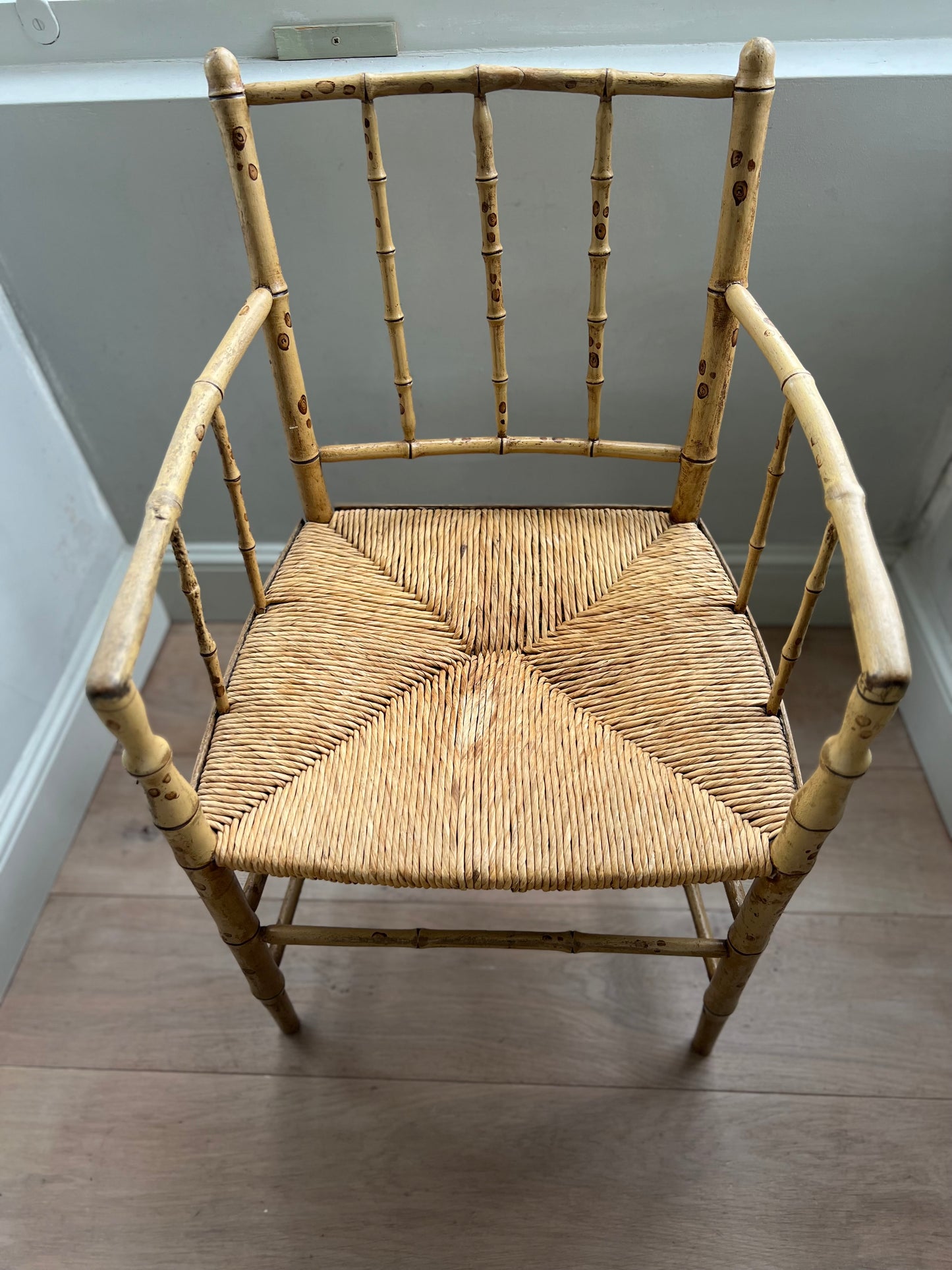 Regency Faux Bamboo Armchair With original Paint