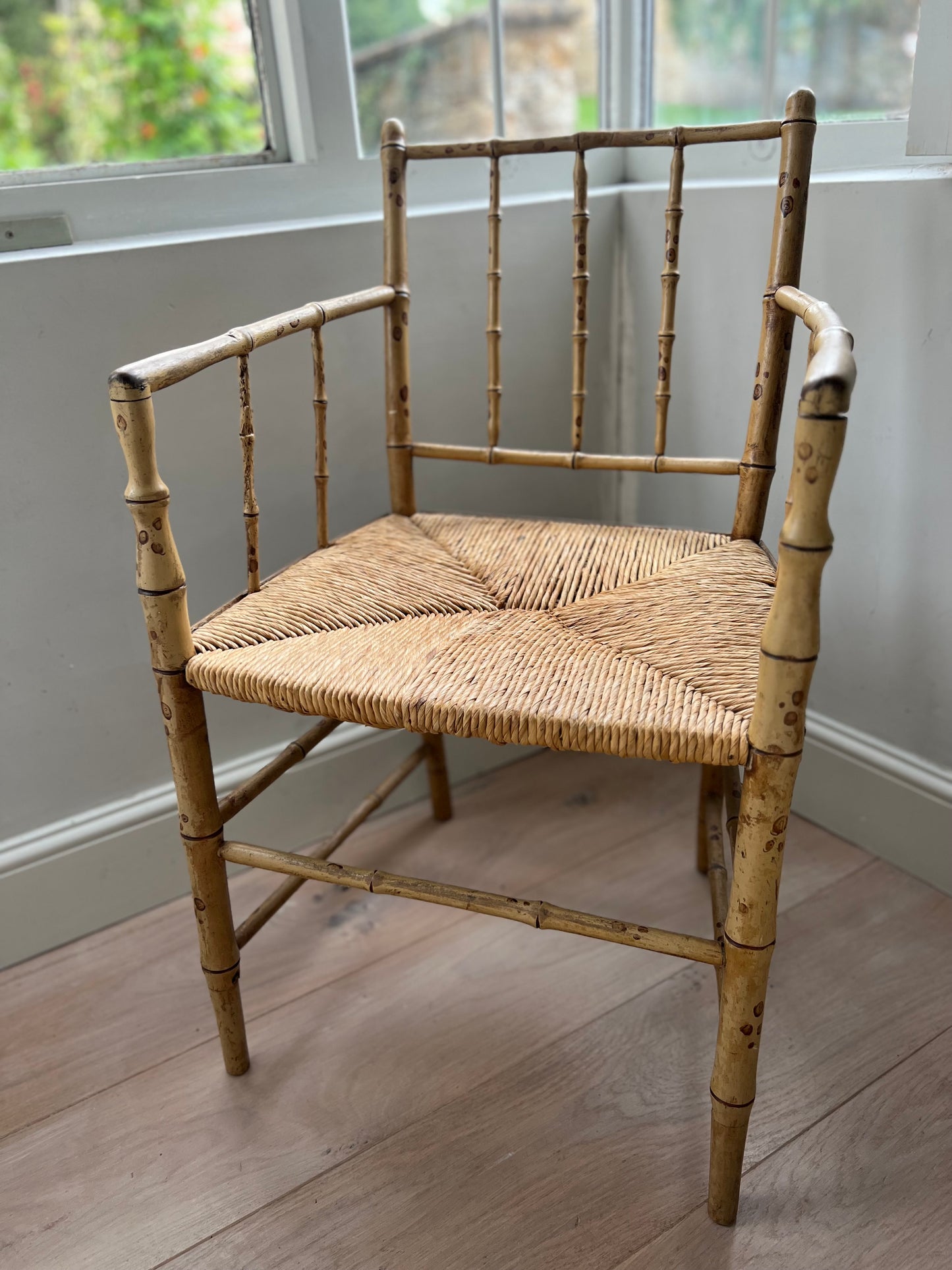 Regency Faux Bamboo Armchair With original Paint