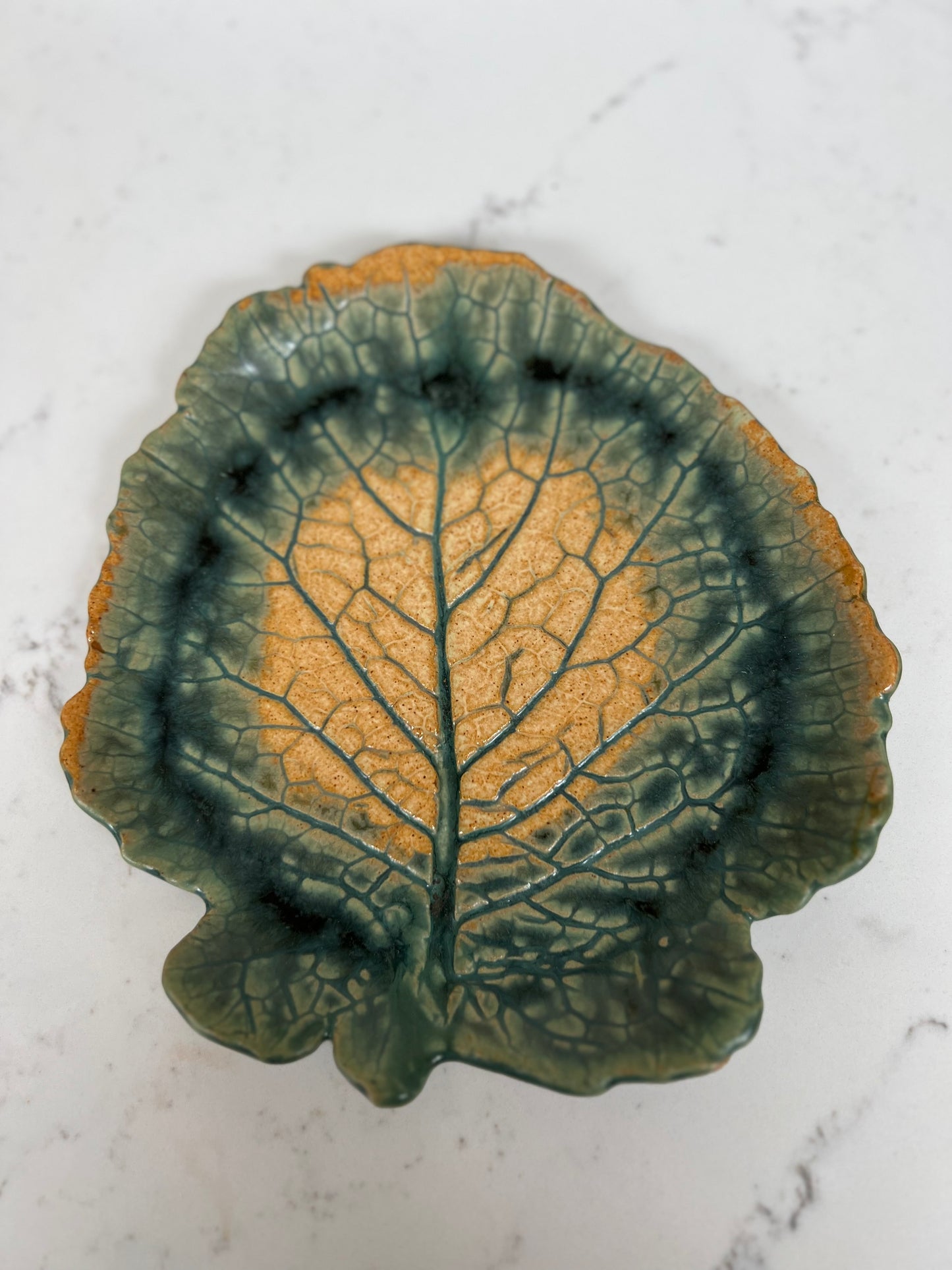 Set of 6 Vintage Studio Pottery Leaf Plates