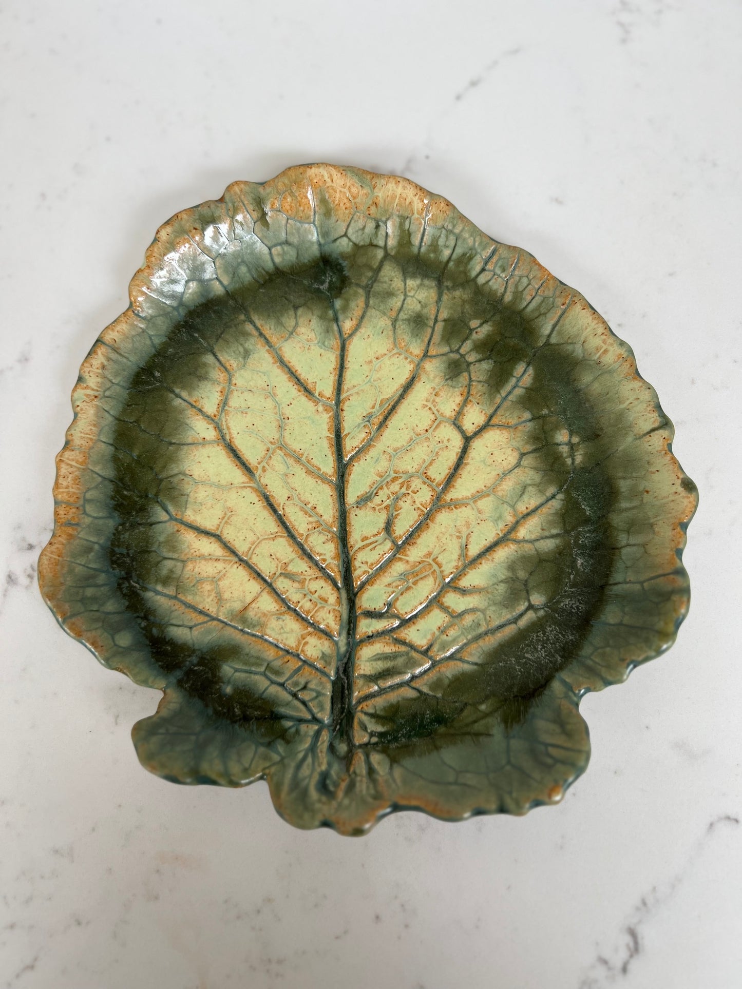 Set of 6 Vintage Studio Pottery Leaf Plates