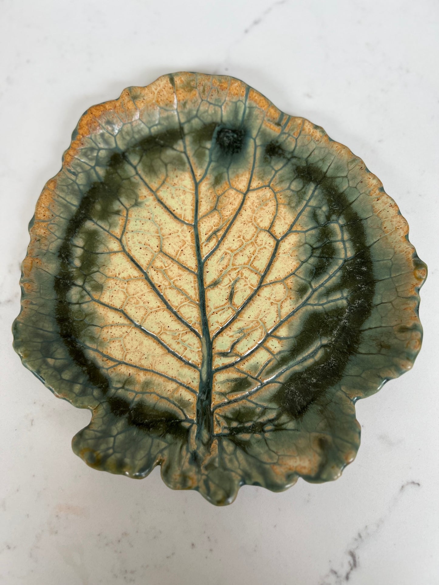 Set of 6 Vintage Studio Pottery Leaf Plates