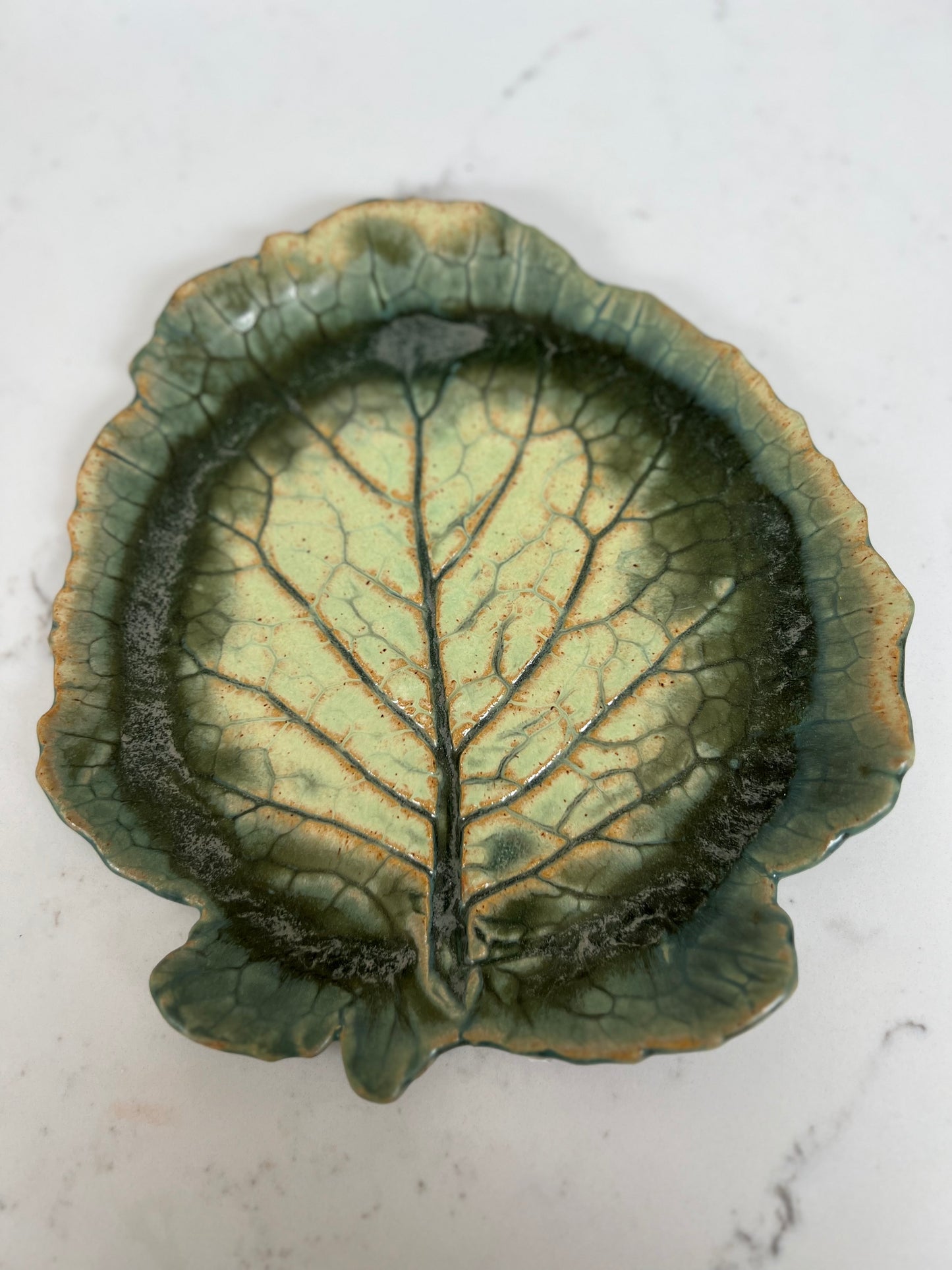 Set of 6 Vintage Studio Pottery Leaf Plates