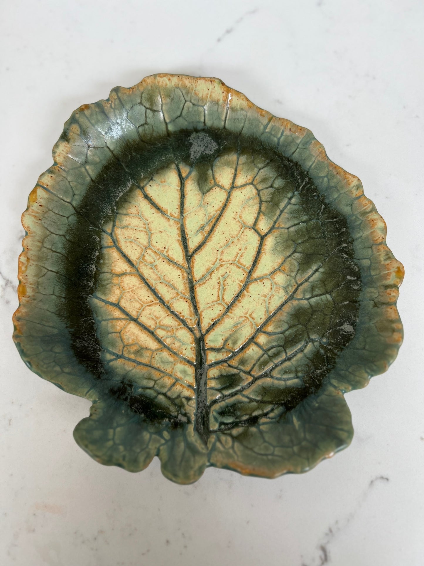 Set of 6 Vintage Studio Pottery Leaf Plates