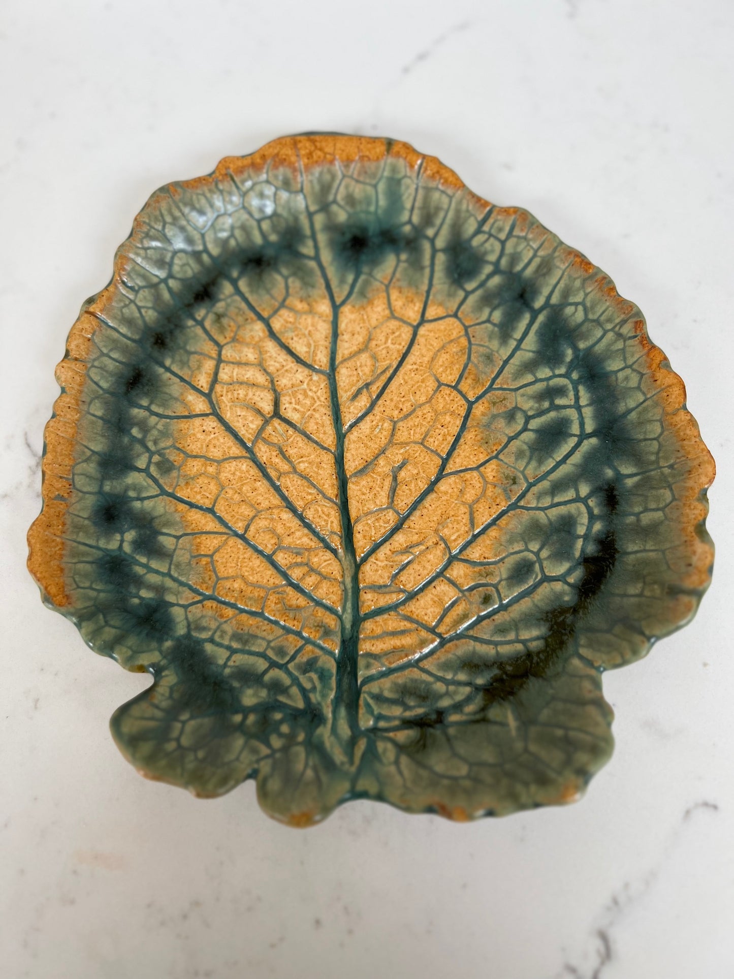 Set of 6 Vintage Studio Pottery Leaf Plates