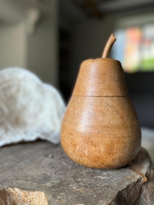 Antique Wooden Pear Pot