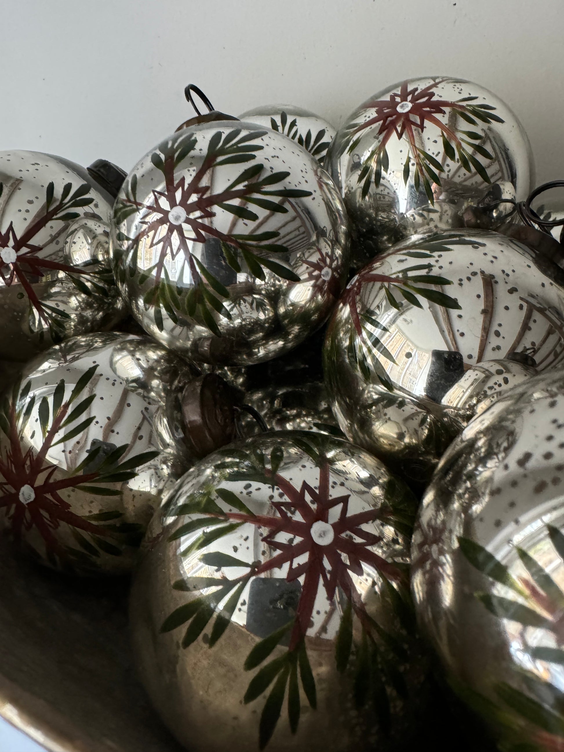 Small Hand Painted Silver Snowflake Glass Bauble