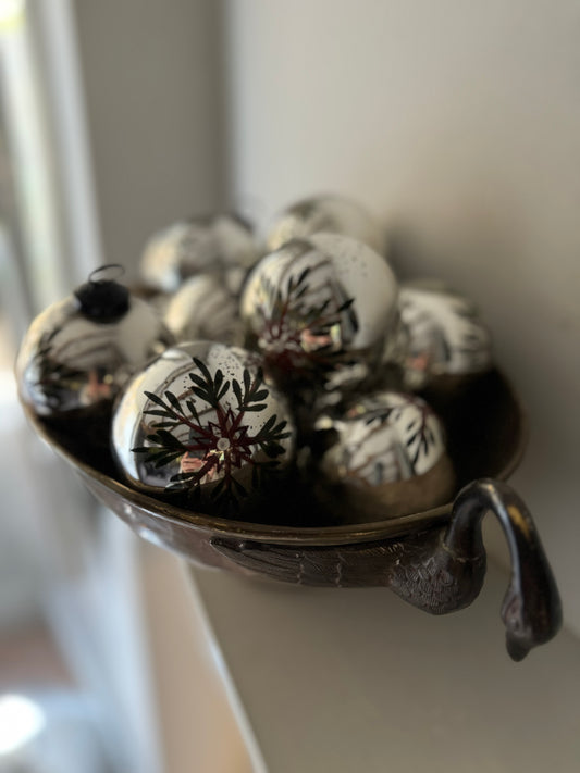 Small Hand Painted Silver Snowflake Glass Bauble