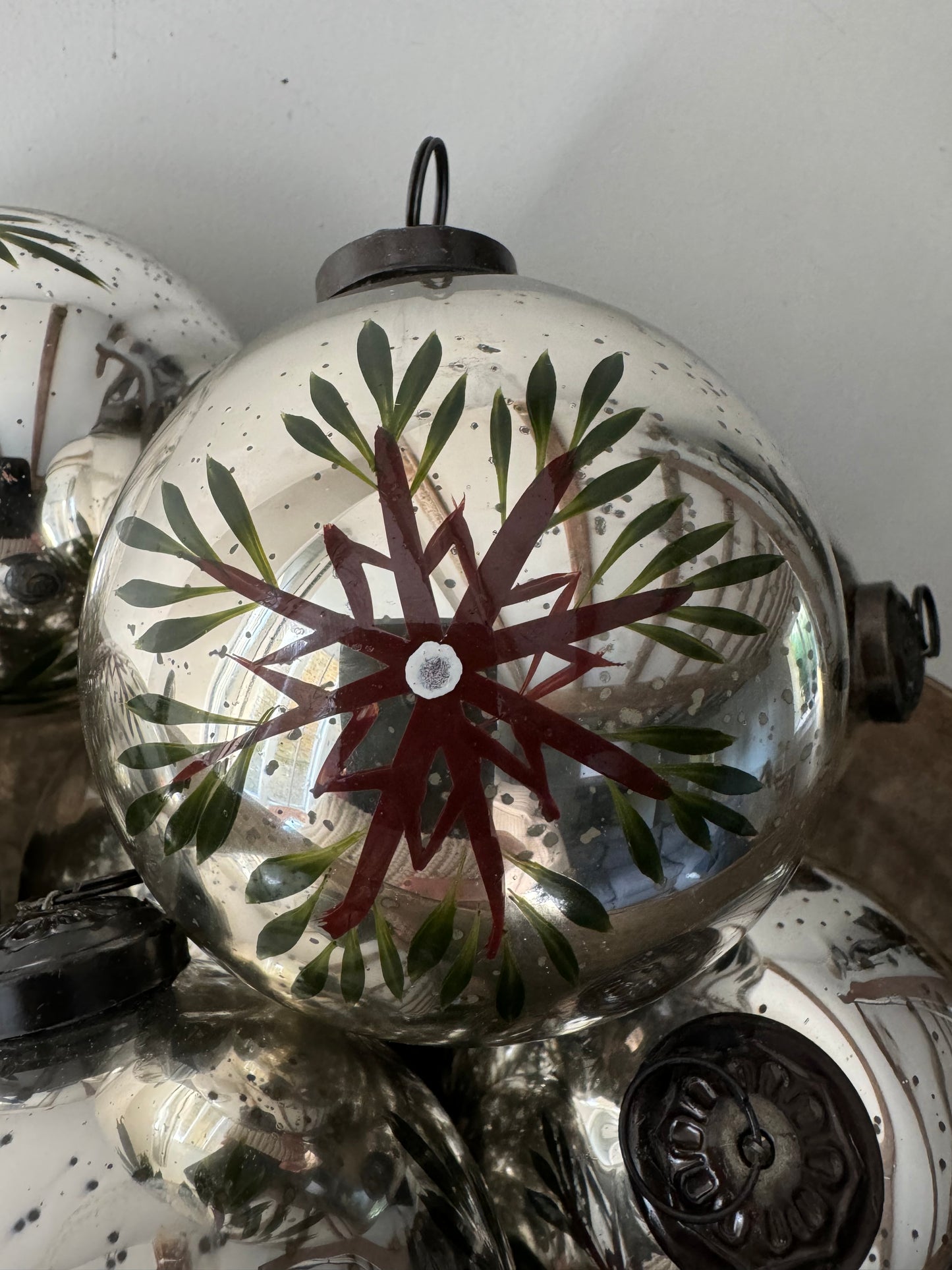 Large Hand Painted Silver Snowflake Glass Bauble