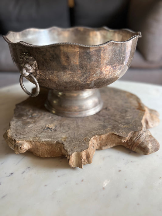 Vintage Silver Plate Lions Head Ice Bucket