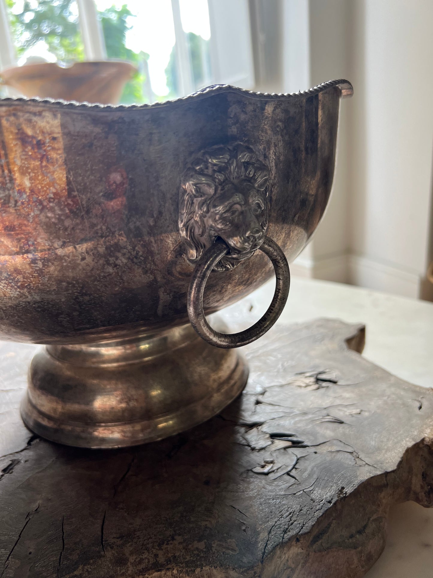 Vintage Silver Plate Lions Head Ice Bucket