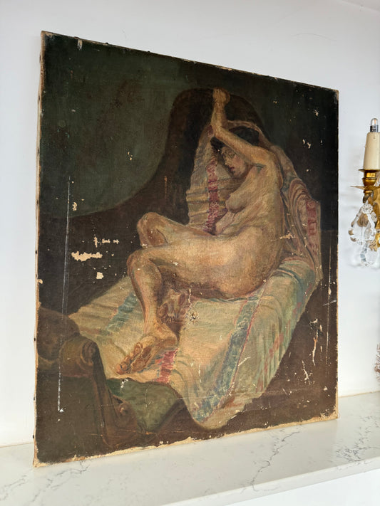 Beautiful Large Nude Oil On Canvas