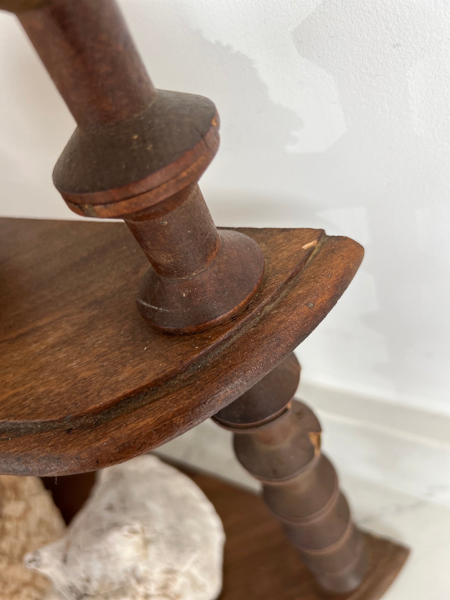 Vintage French Bobbin Spool Folk Art Corner Shelves