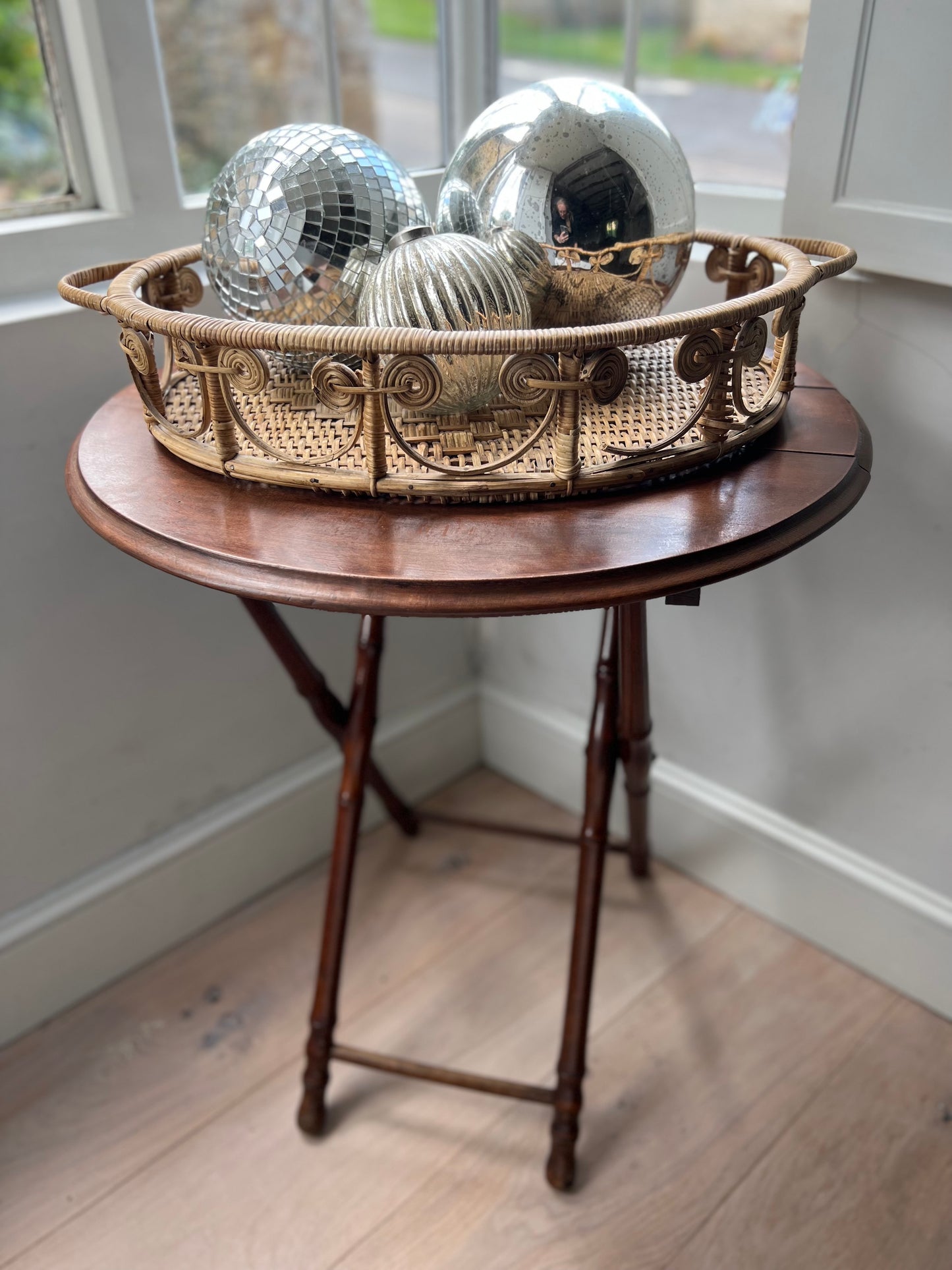 Antique Faux Bamboo Folding Table