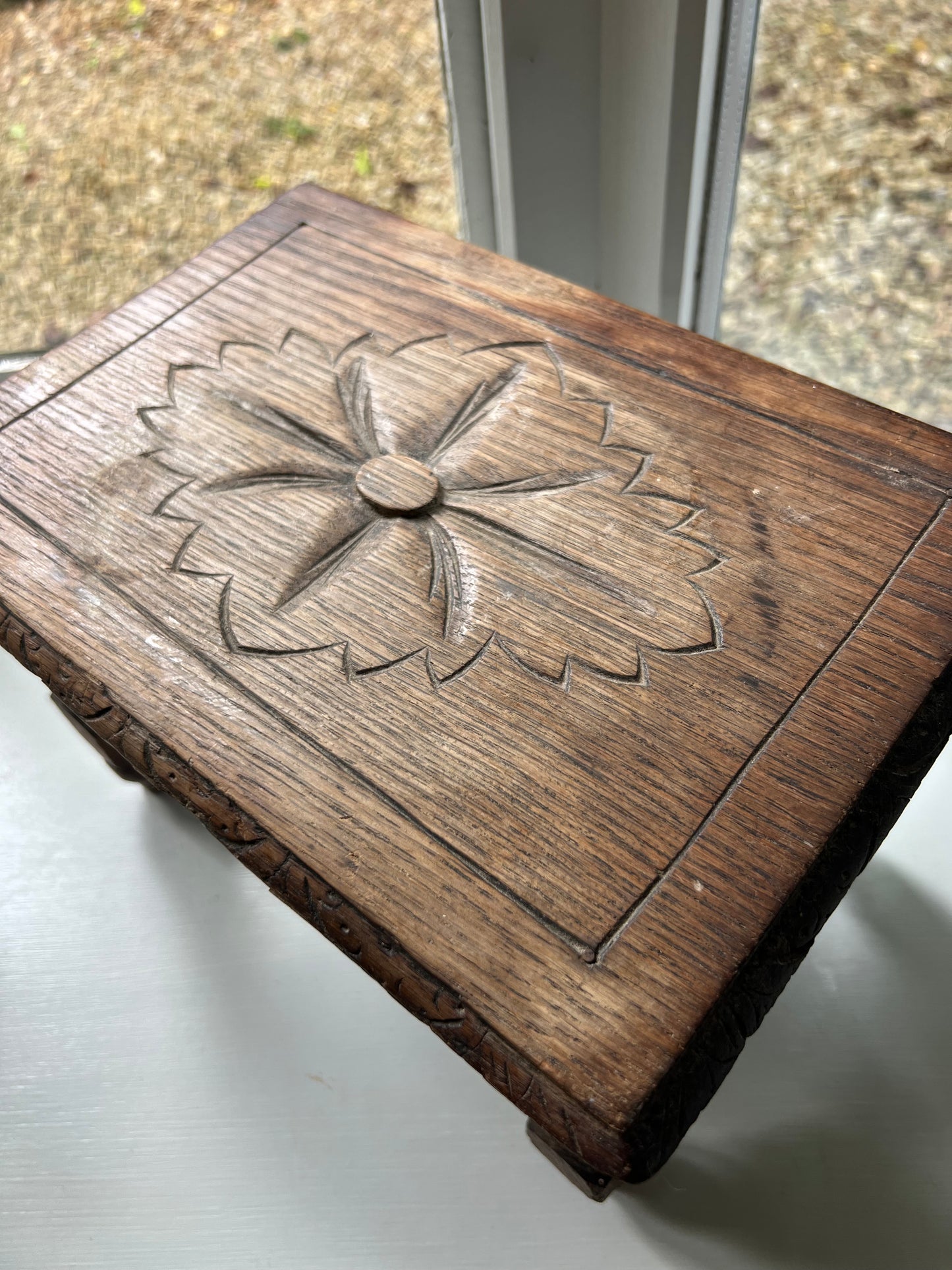 Vintage French Carved Milking Stool