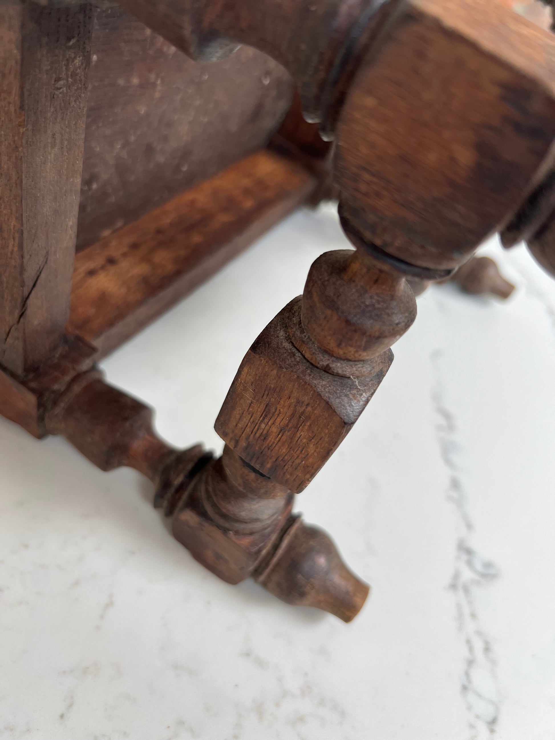 Vintage French Carved Milking Stool