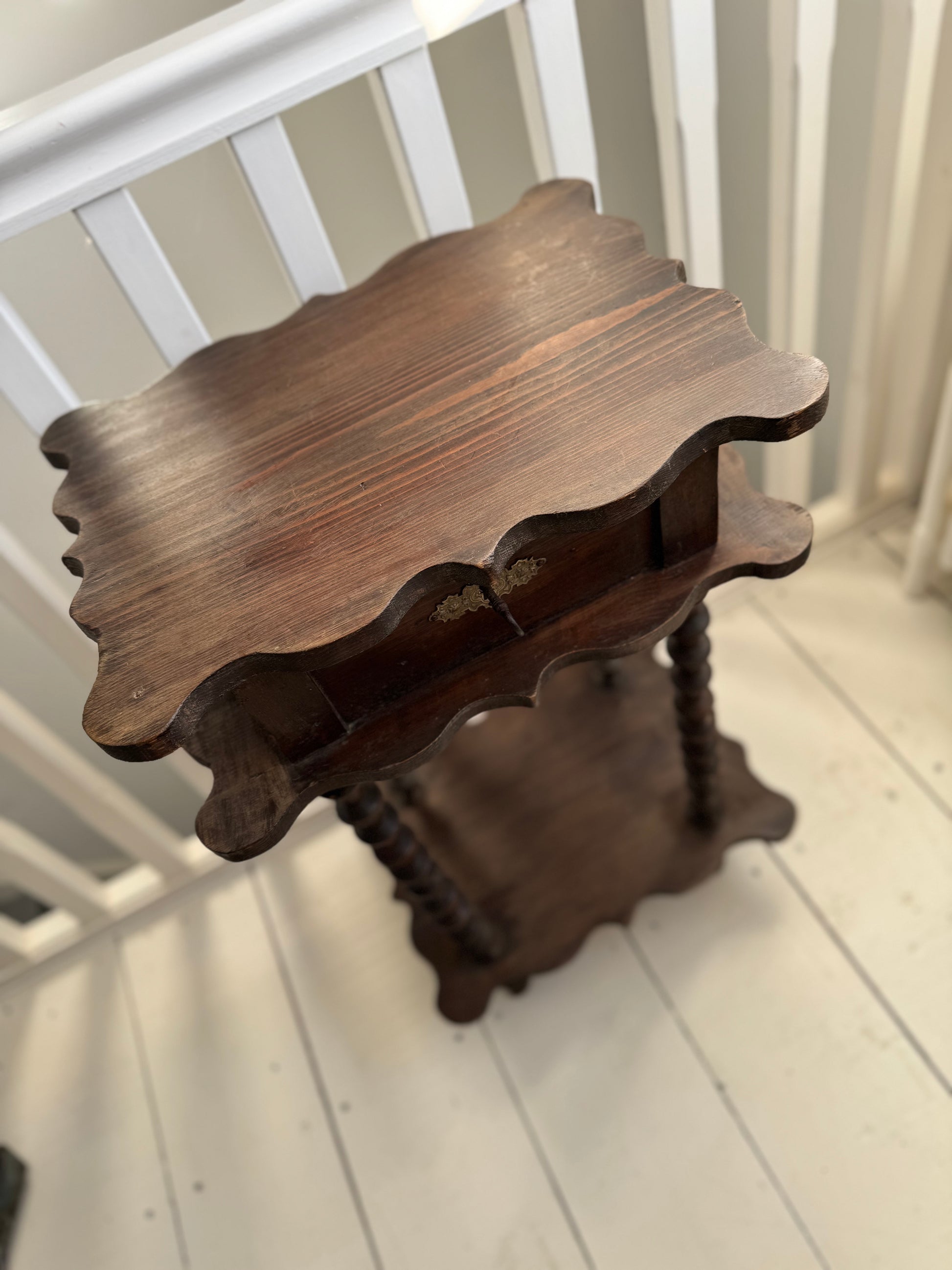 Antique French Folk Art Spool Side Table