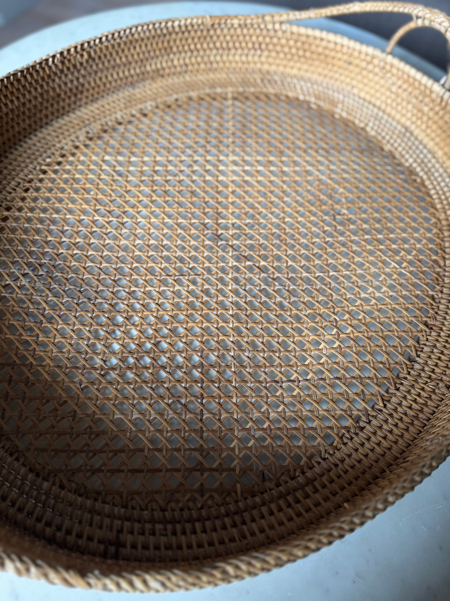 Large Vintage Rattan Tray