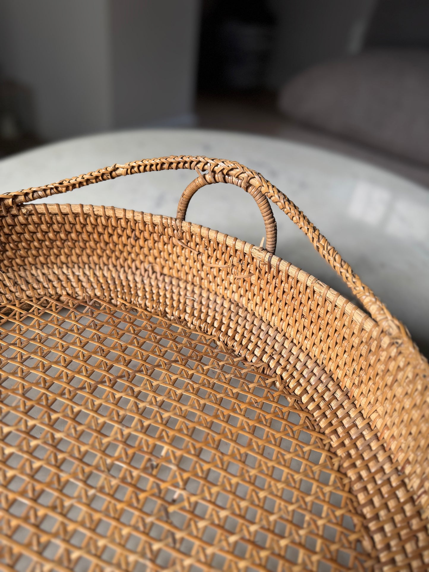 Large Vintage Rattan Tray