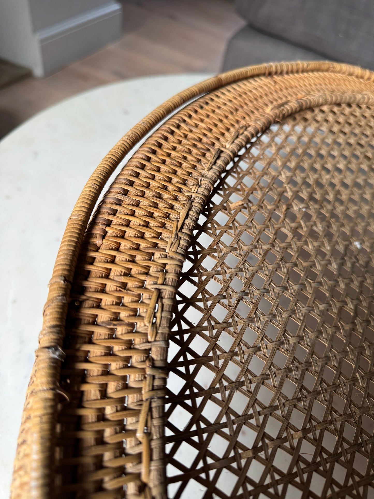 Large Vintage Rattan Tray