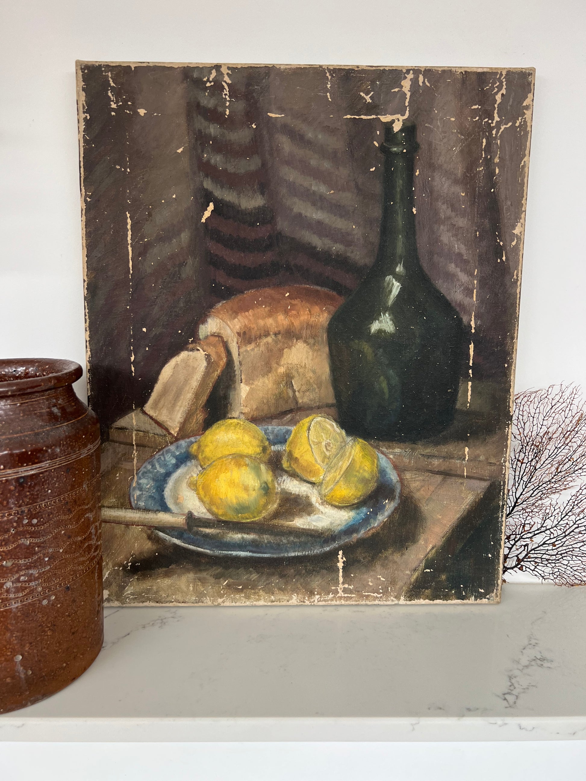 Vintage Still Life Acrylic On Canvas - Lemons