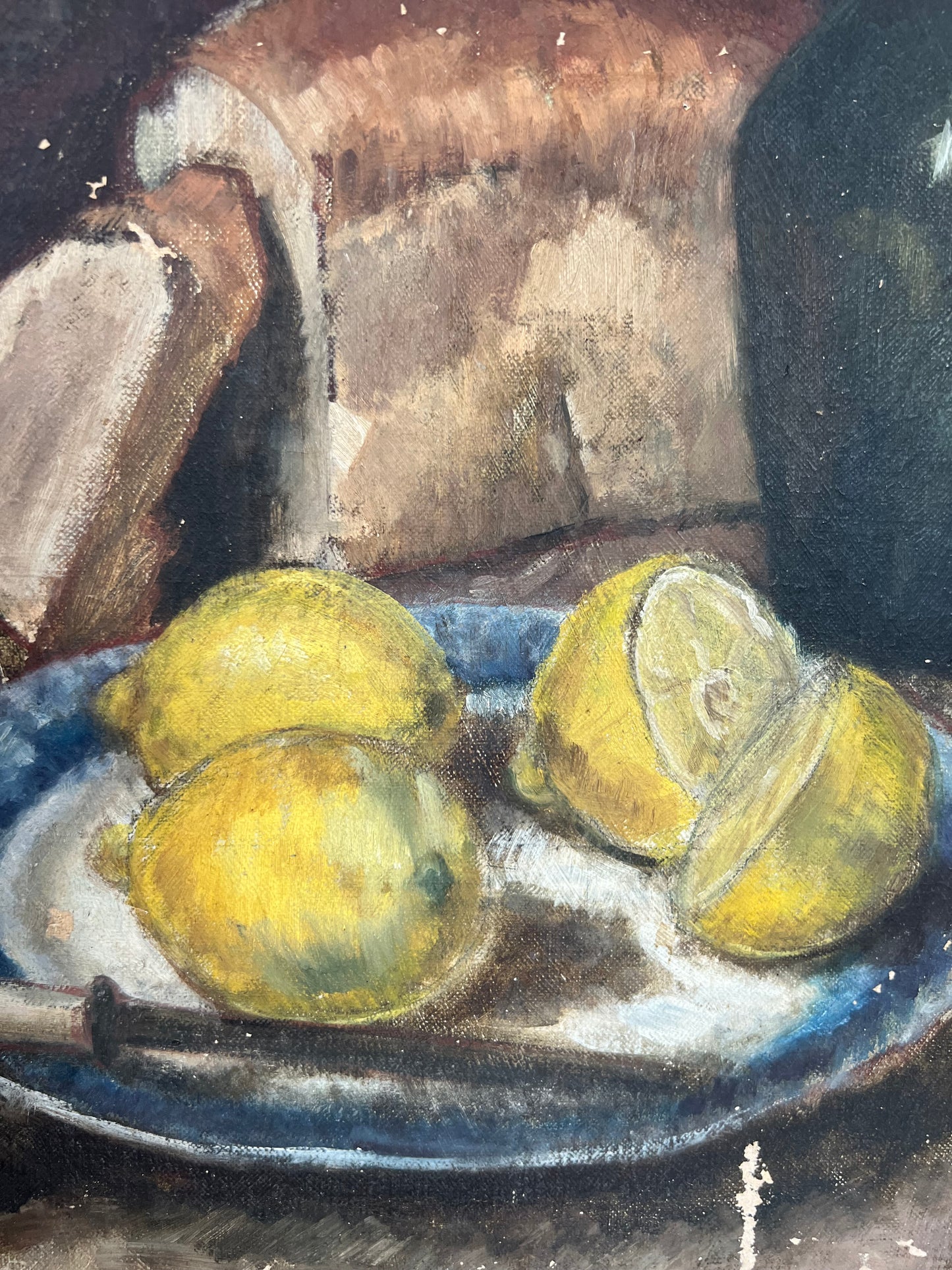 Vintage Still Life Acrylic On Canvas - Lemons