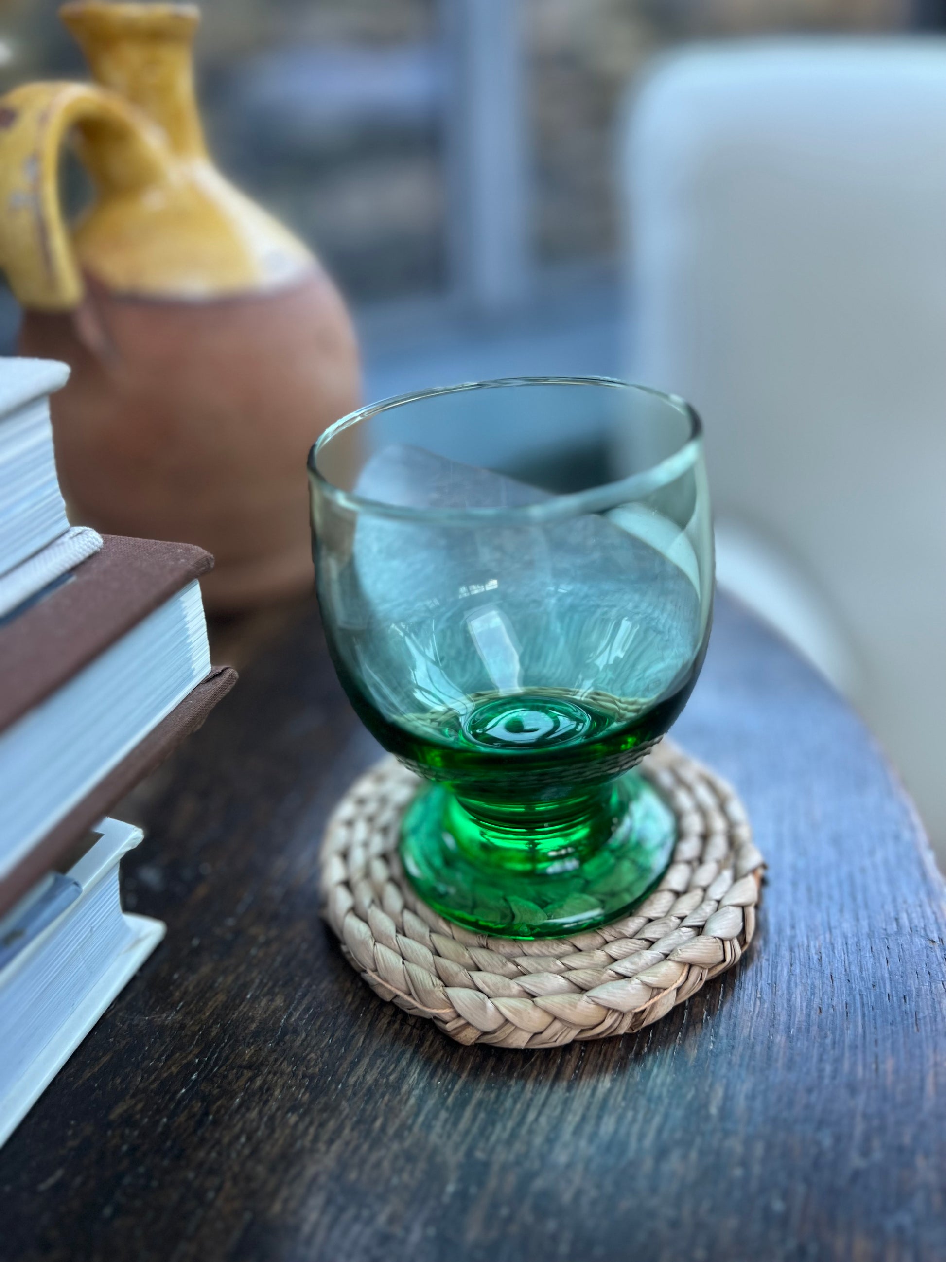 Set of 12 Vintage Green Glass Tumblers