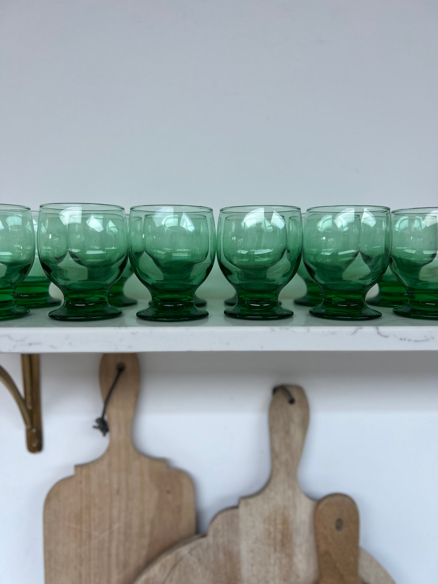 Set of 12 Vintage Green Glass Tumblers