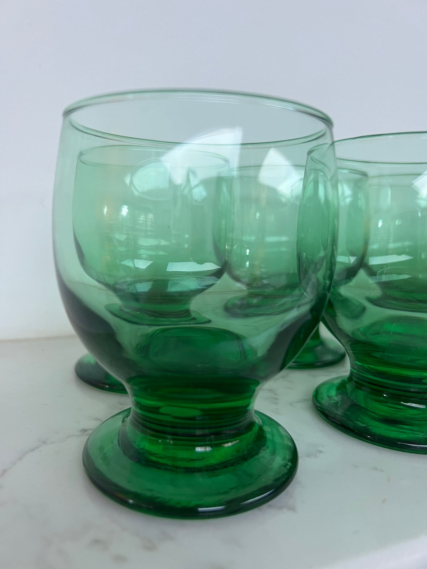 Set of 12 Vintage Green Glass Tumblers